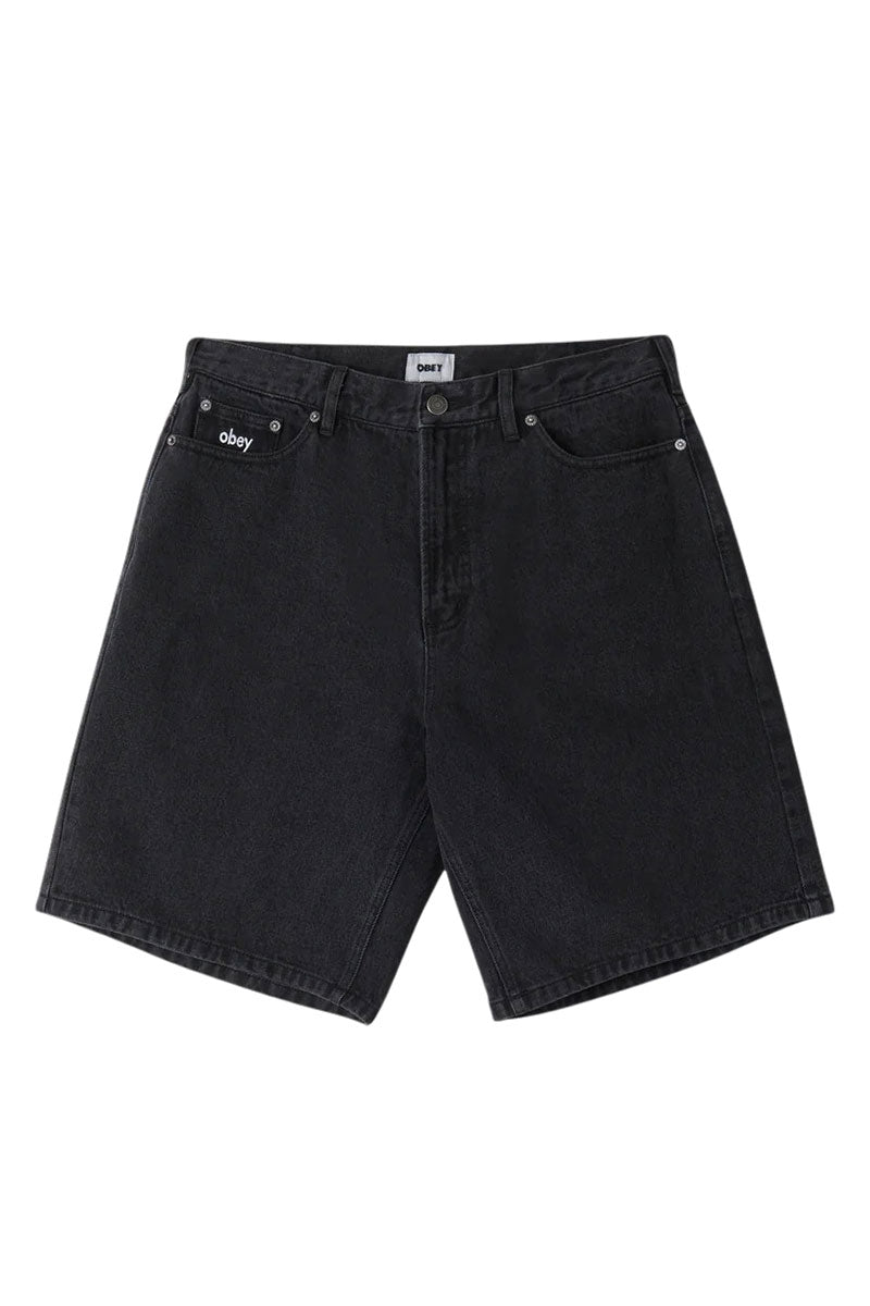 OBEY BIGWIG BAGGY DENIM SHORT Faded black