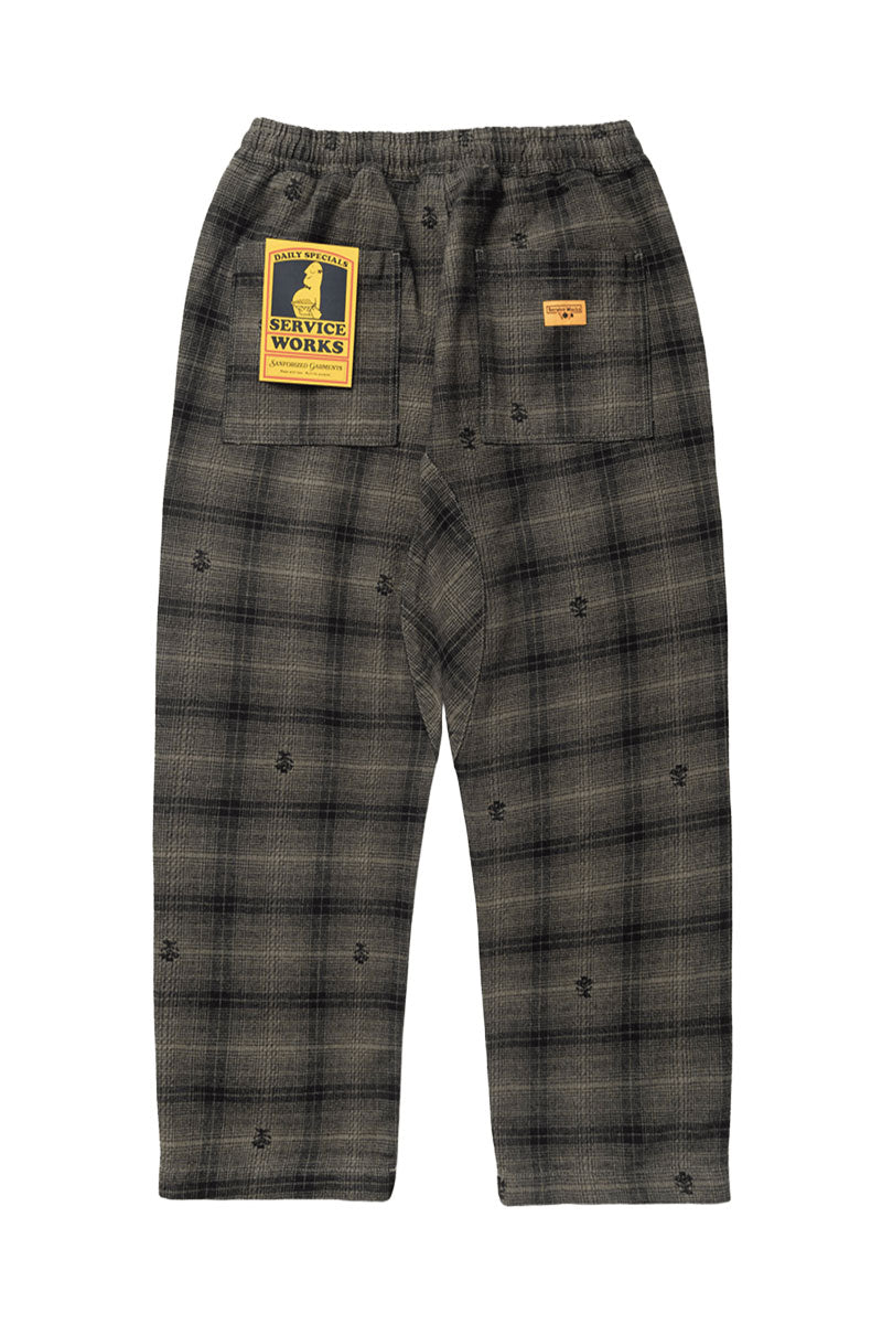 SERVICE WORKS THISTLE PLAID CHEF PANT Olive