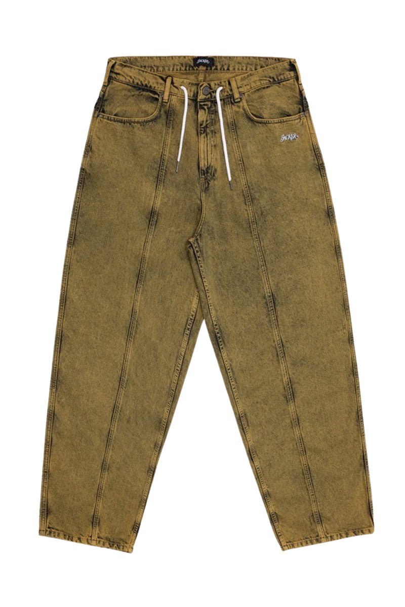 JACKER 3 STRIPES DYED DENIM BAGGY PANT Yellow