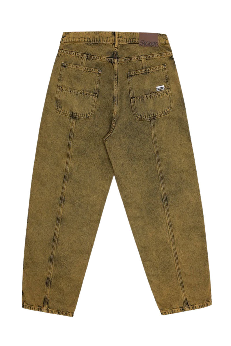 JACKER 3 STRIPES DYED DENIM BAGGY PANT Yellow