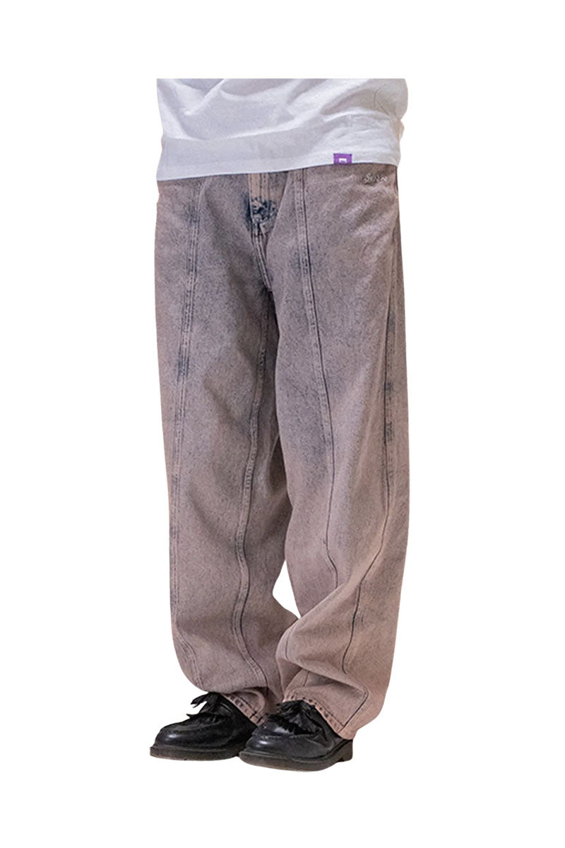 JACKER 3 STRIPES DYED DENIM BAGGY PANT Grey