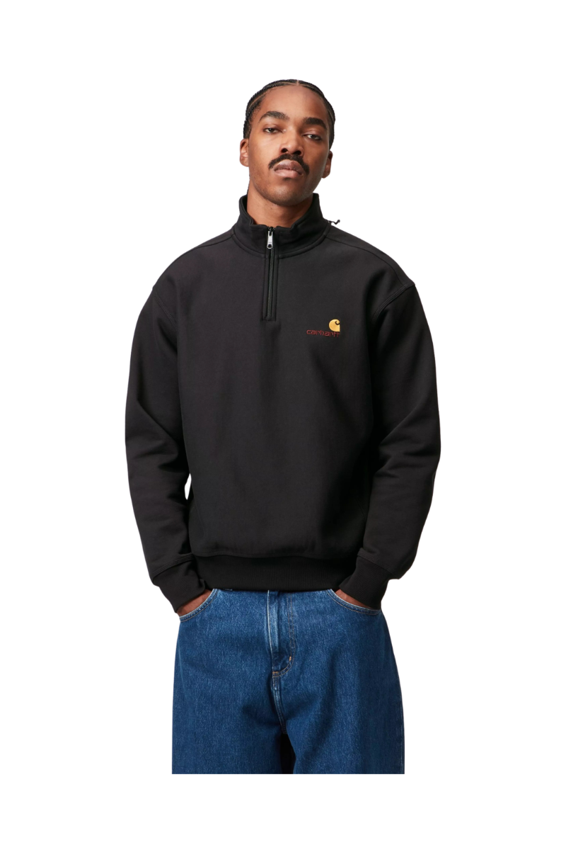 CARHARTT WIP HALF ZIP AMERICAN SCRIPT Black