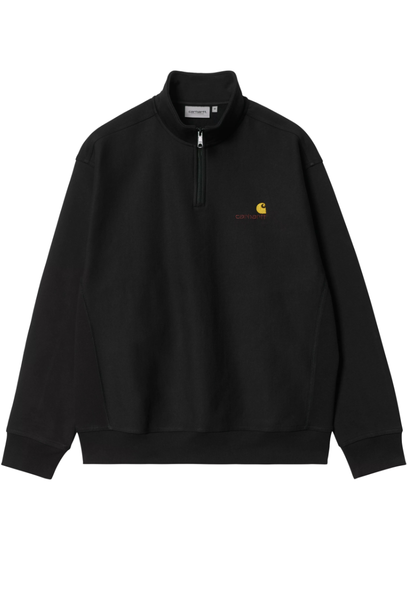 CARHARTT WIP HALF ZIP AMERICAN SCRIPT Black