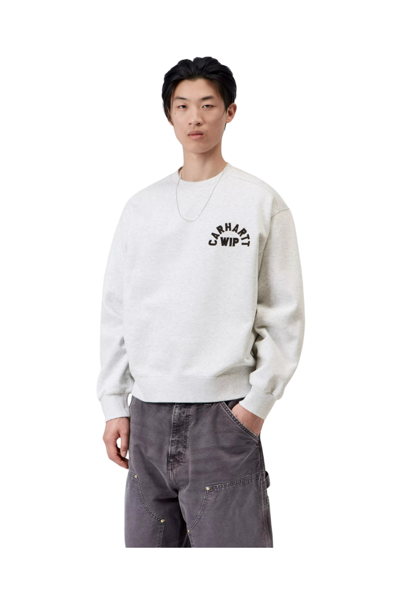 CARHARTT WIP ARCH SCRIPT SWEAT Ash Heather / Dark Navy Stone