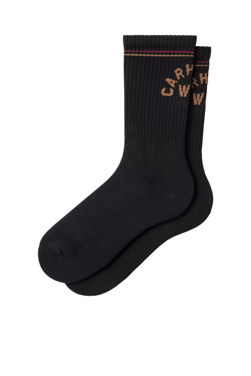 CARHARTT WIP ARCH SCRIPT SOCKS Black / H Brown