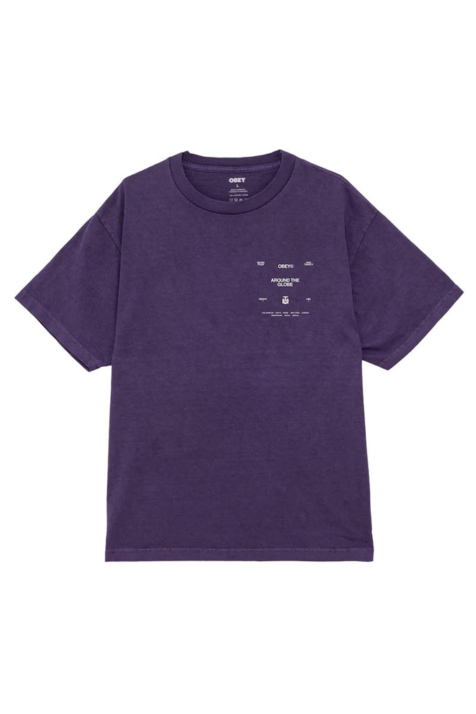 OBEY AROUND THE GLOBE T-SHIRT Pig. Imperial Purple