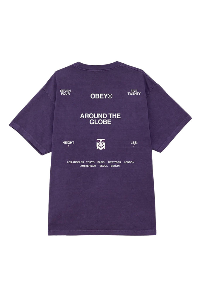 OBEY AROUND THE GLOBE T-SHIRT Pig. Imperial Purple