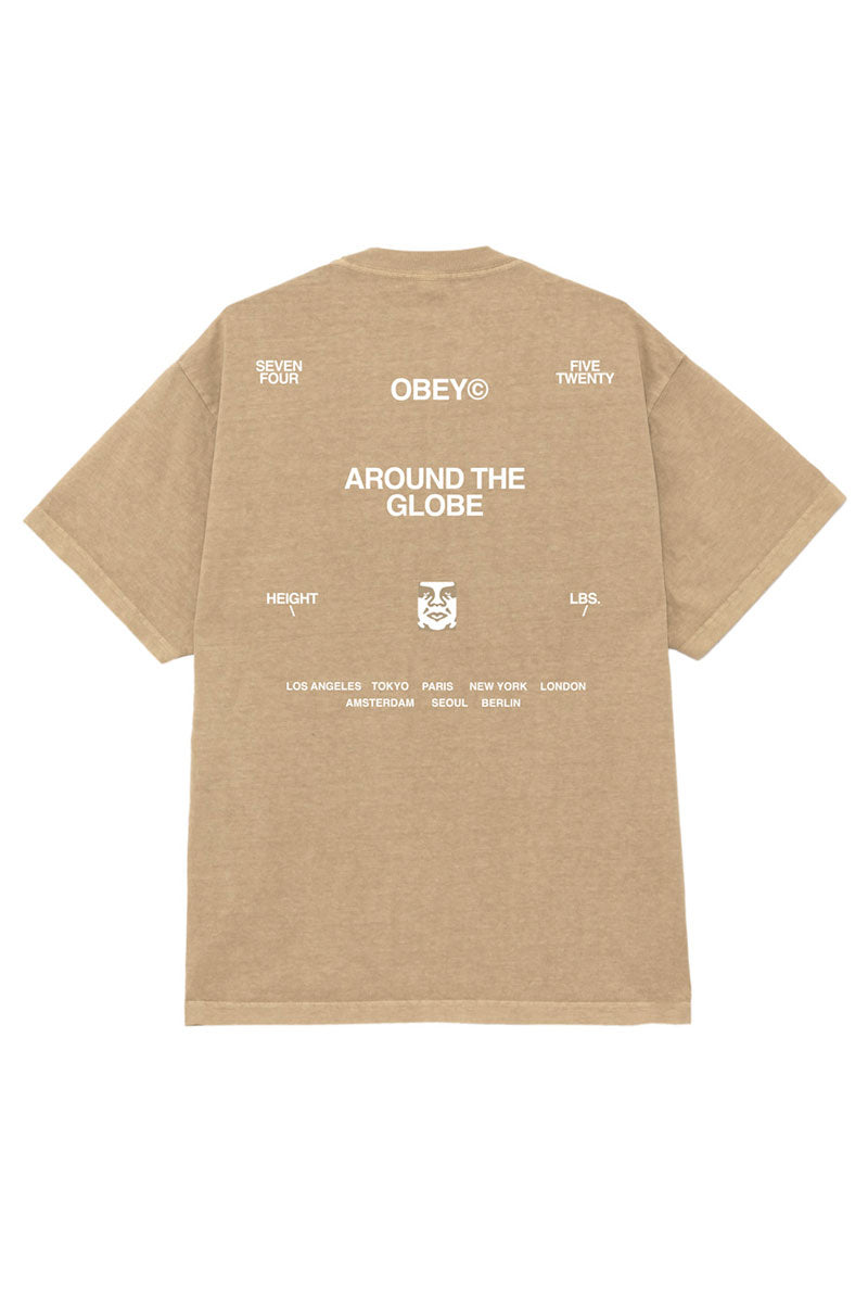 OBEY AROUND THE GLOBE T-SHIRT Pigment Light Khaki