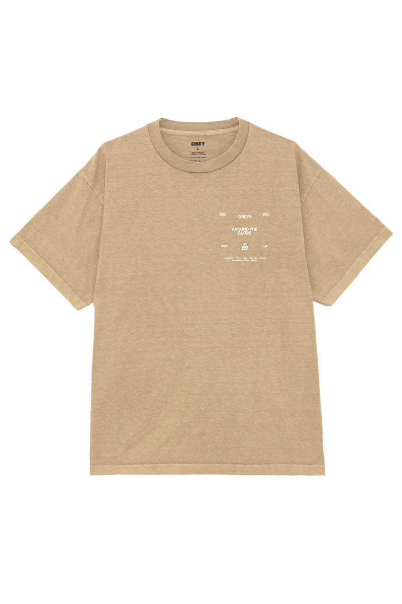 OBEY AROUND THE GLOBE T-SHIRT Pigment Light Khaki
