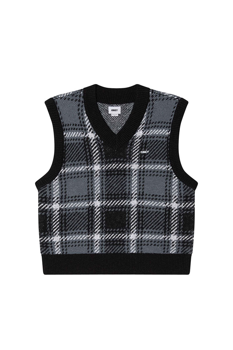 OBEY AVON PLAID VEST COLD Black