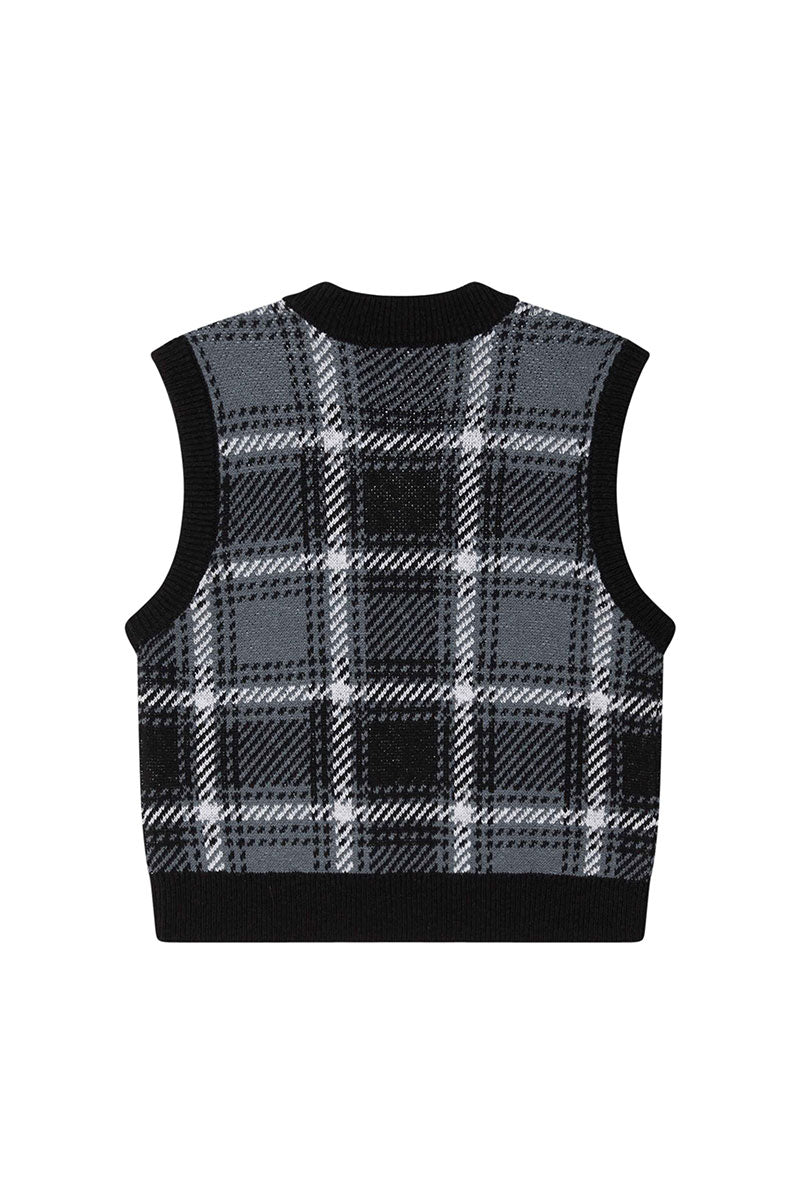 OBEY AVON PLAID VEST COLD Black