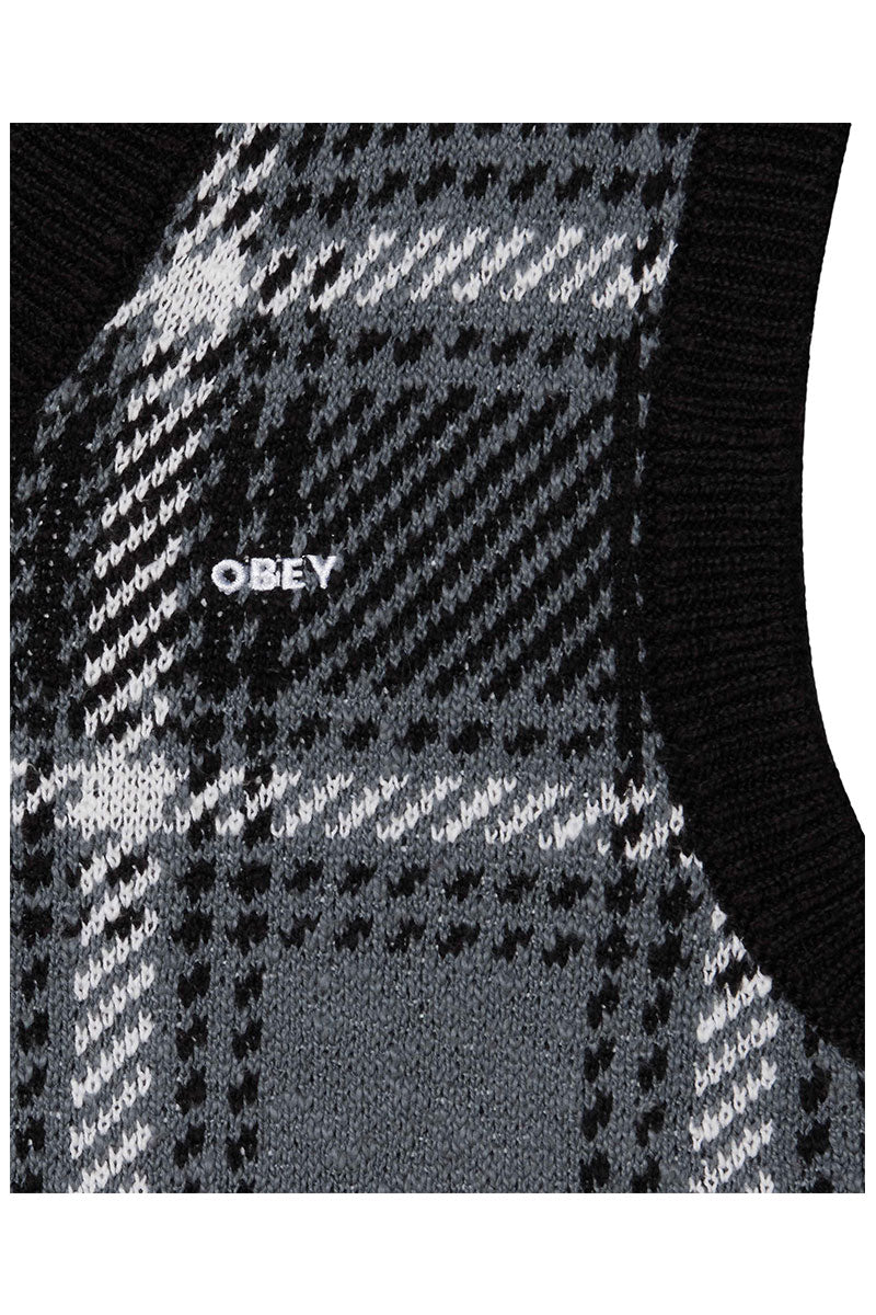 OBEY AVON PLAID VEST COLD Black