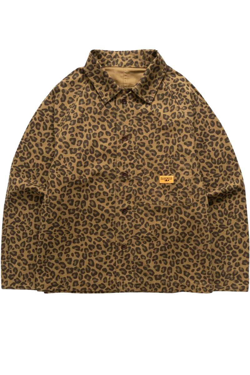 SERVICE WORKS PATTERNED EASY CHEF SHIRT Brown Leaopard