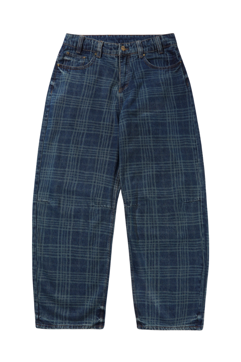 BUTTER BURN WIDE CUT DENIM Dark Indigo Plaid