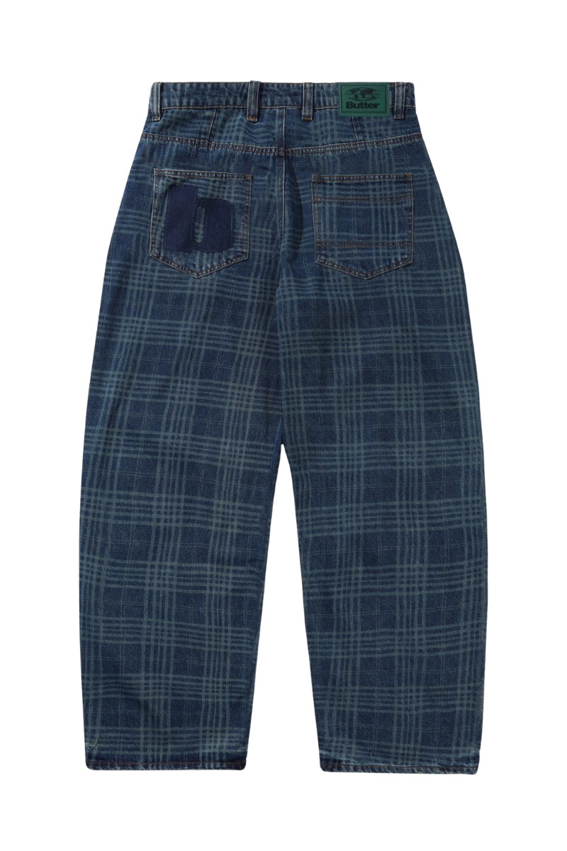 BUTTER BURN WIDE CUT DENIM Dark Indigo Plaid