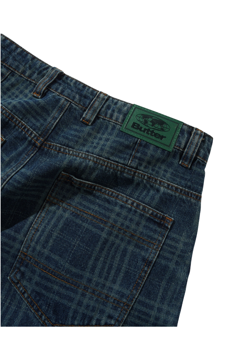 BUTTER BURN WIDE CUT DENIM Dark Indigo Plaid