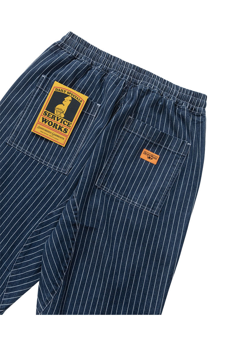 SERVICE WORKS PINSTRIPE DENIM CHEF PANTS Indigo