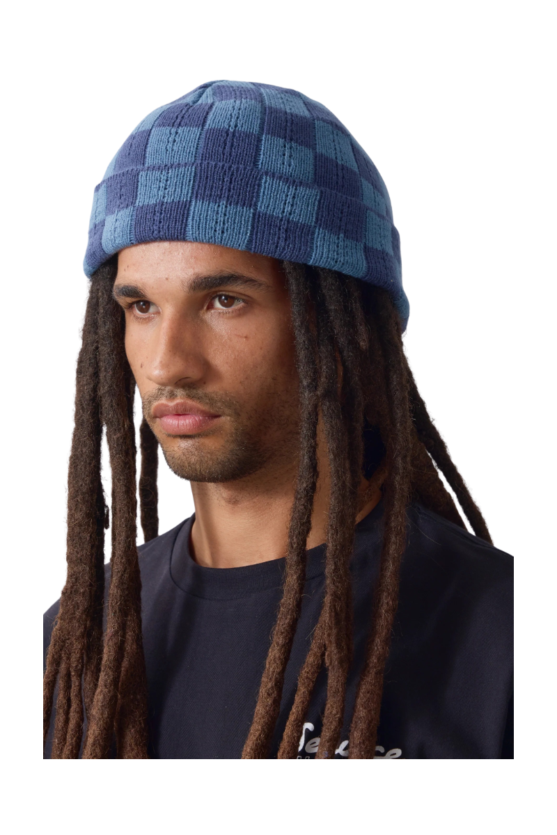 SERVICE WORKS CHUNKY CHECK BEANIE Navy