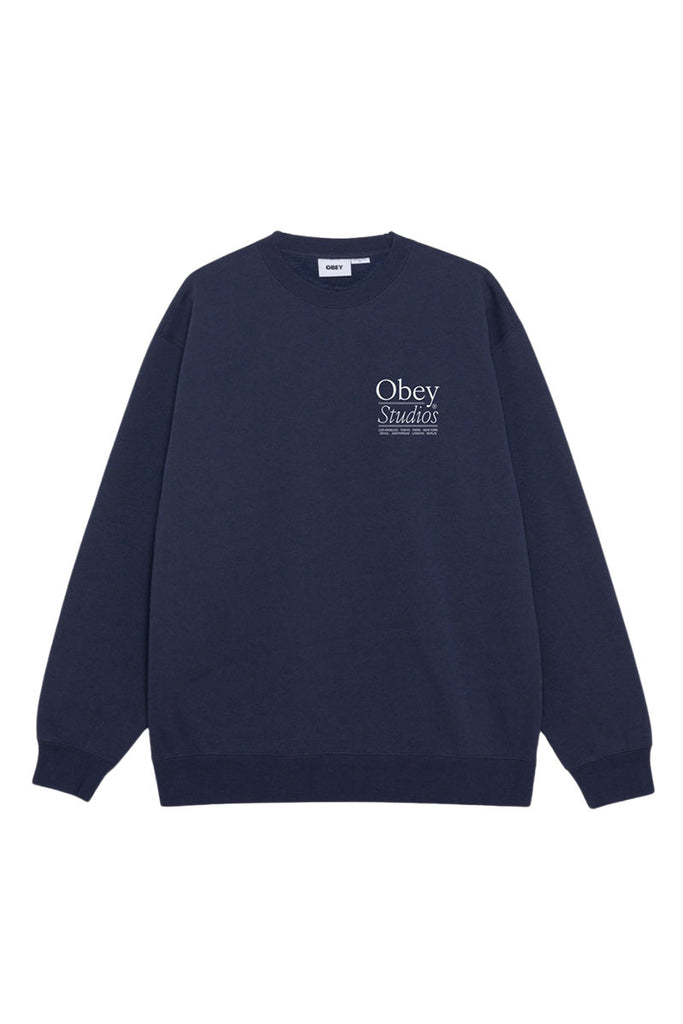 OBEY STUDIOS CREWNECK Academy Navy