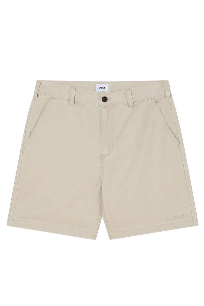 OBEY DAILY SHORT Silver Grey Faded Wash