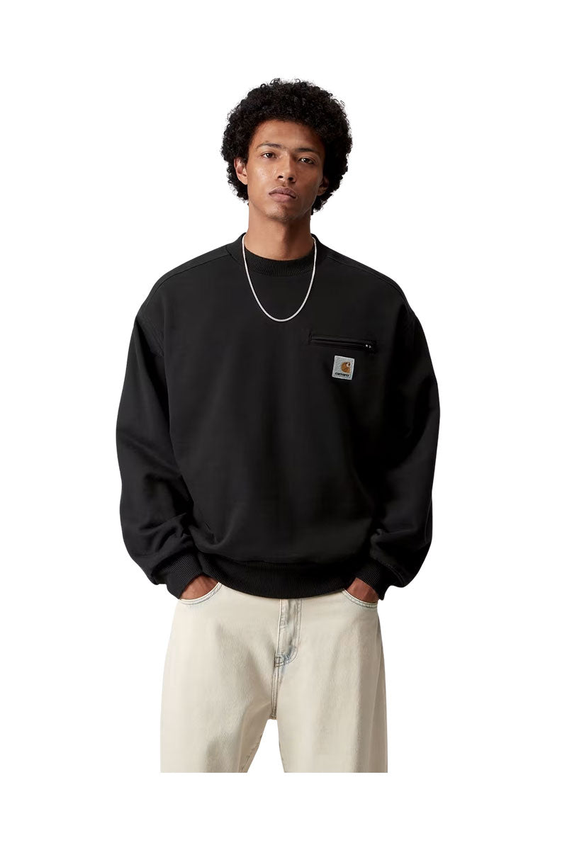 CARHARTT WIP DETROIT SWEATSHIRT Black Stone Washed