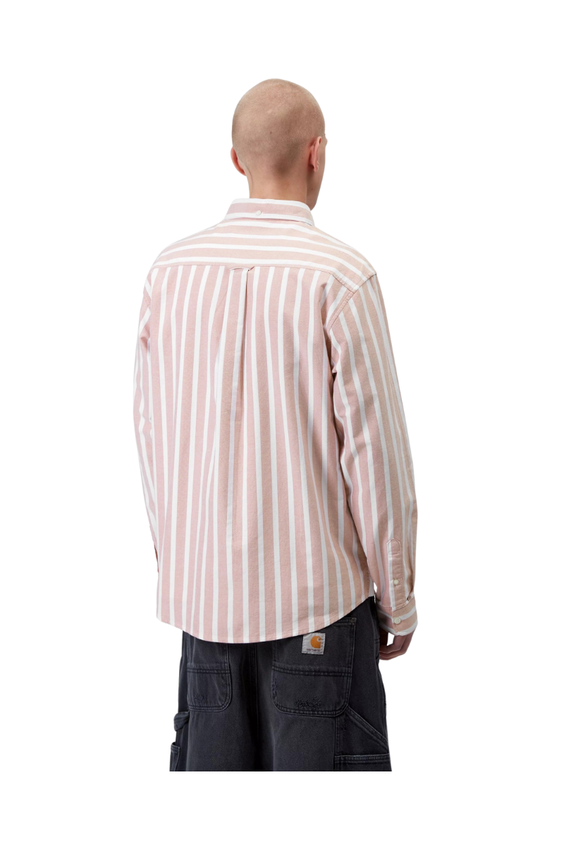 CARHARTT WIP DEVEN STRIPE SHIRT L/S Oxide Red / White