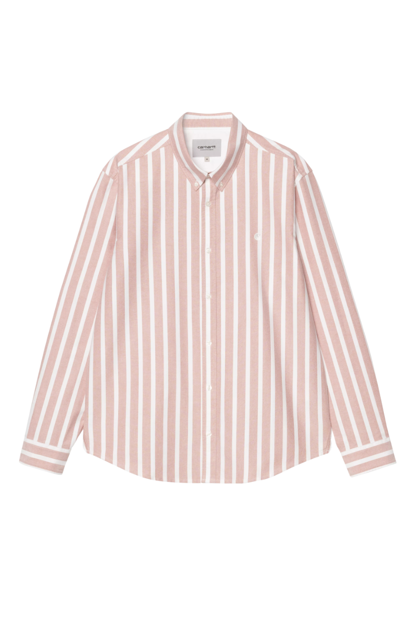 CARHARTT WIP DEVEN STRIPE SHIRT L/S Oxide Red / White