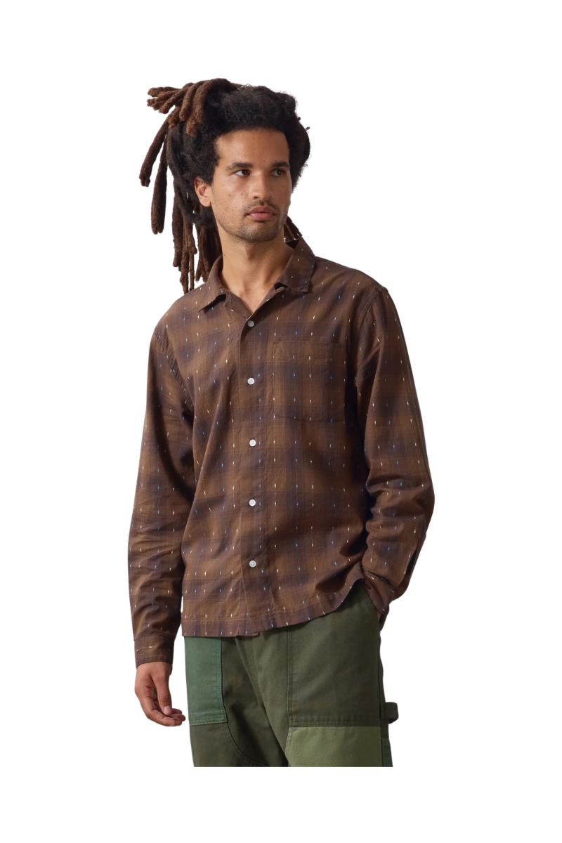 SERVICE WORKS DRAG STITCH RESORT SHIRT Brown