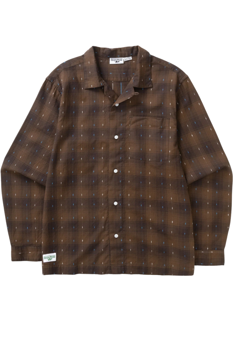 SERVICE WORKS DRAG STITCH RESORT SHIRT Brown
