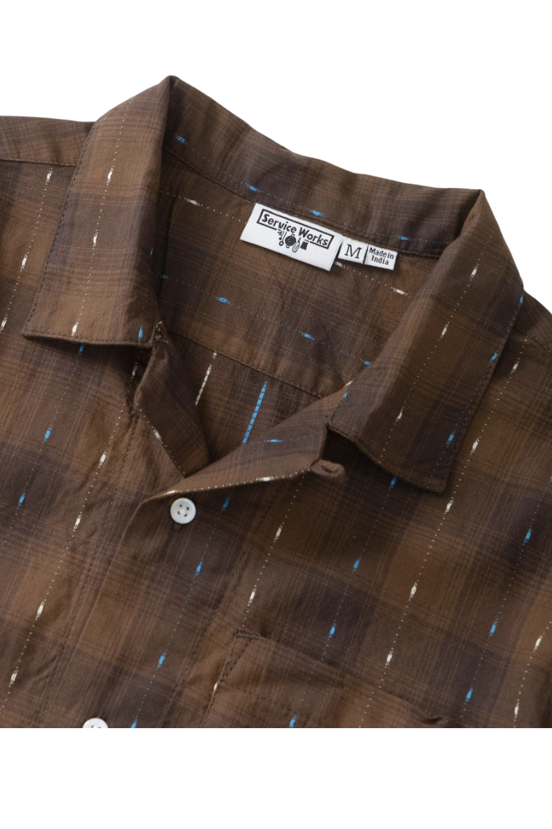 SERVICE WORKS DRAG STITCH RESORT SHIRT Brown