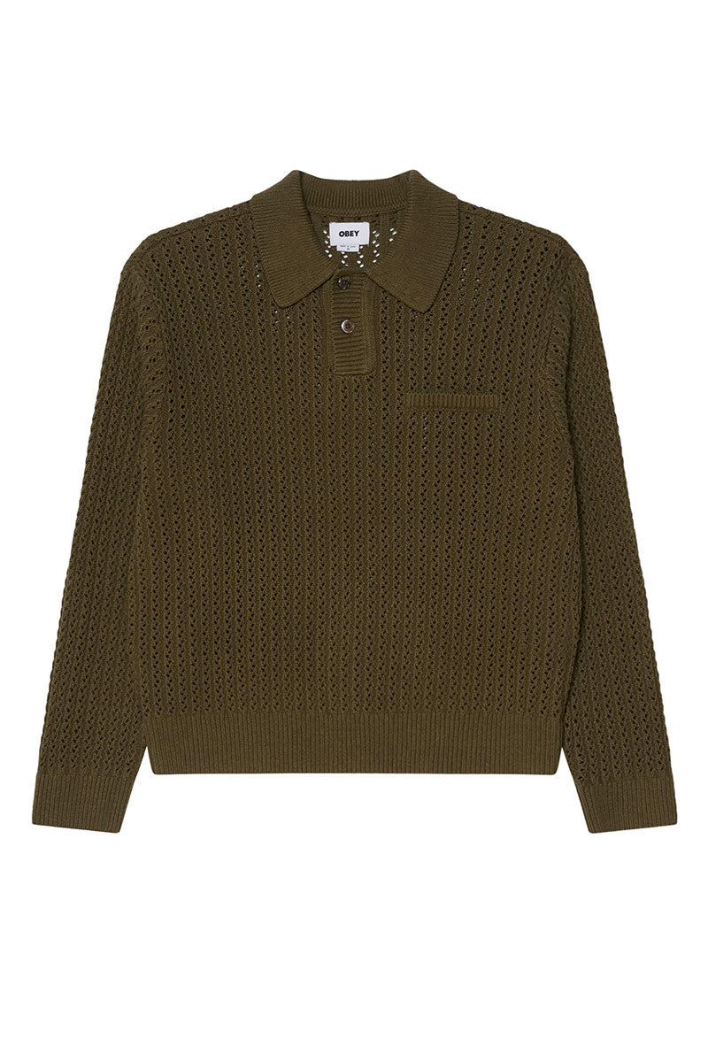OBEY DUANE POLO SWEATER Tea Leaf