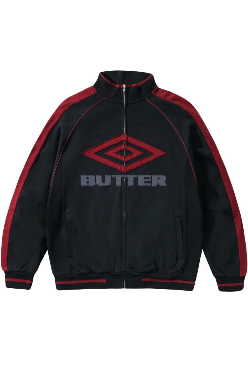 BUTTER DIAMOND FLEECE ZIP-THRU JACKET Black