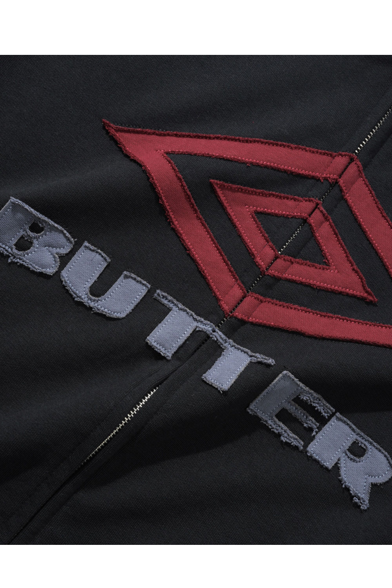 BUTTER DIAMOND FLEECE ZIP-THRU JACKET Black