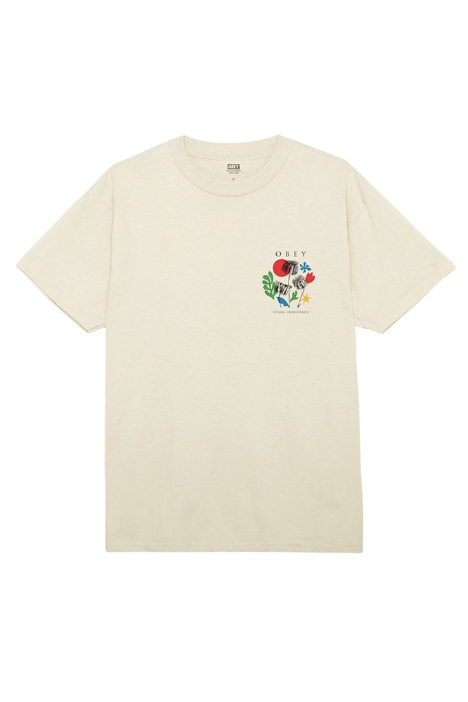 OBEY FLOWERS PAPERS SCISSORS T-SHIRT Cream