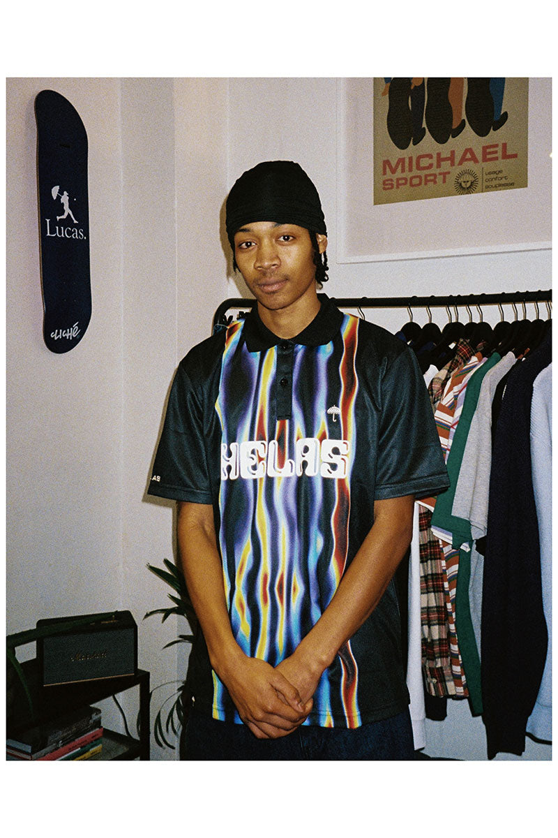 HELAS CAPS TEMPERATURE FOOTBALL JERSEY POLO Black