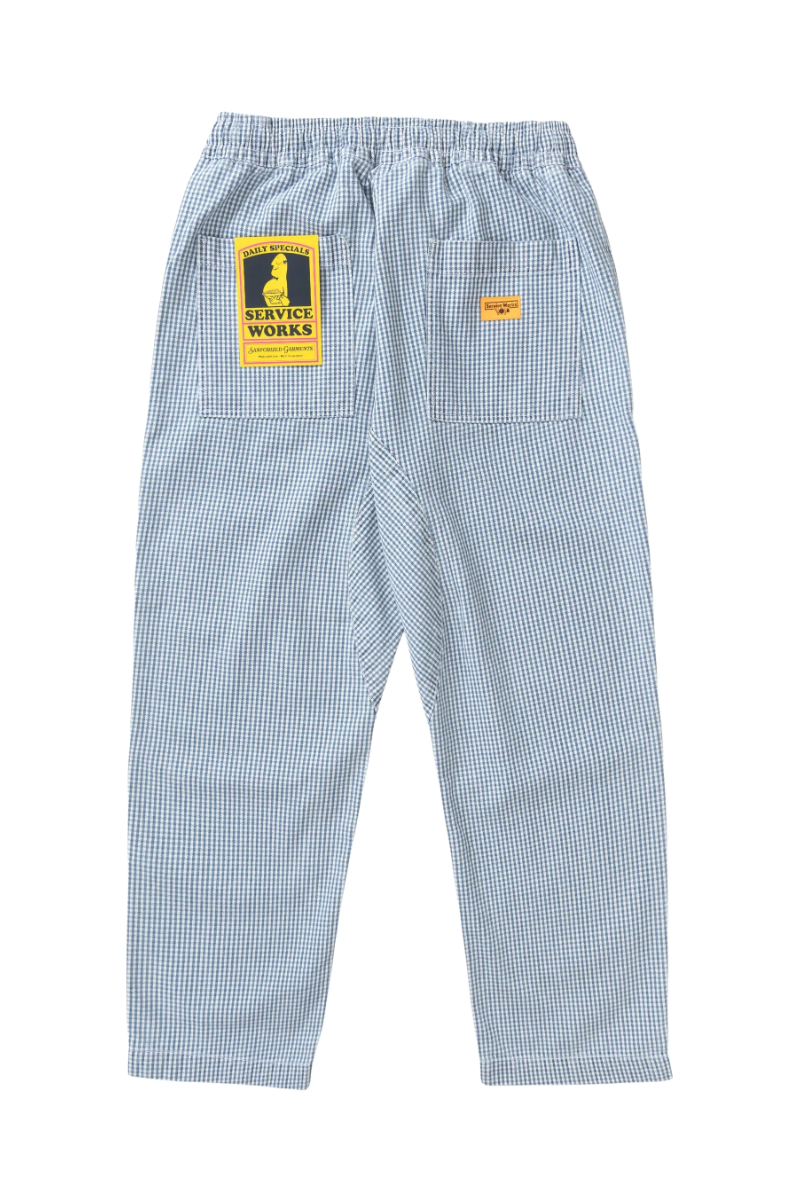 SERVICE WORKS HOUSE GINGHAM CHEF PANTS Blue