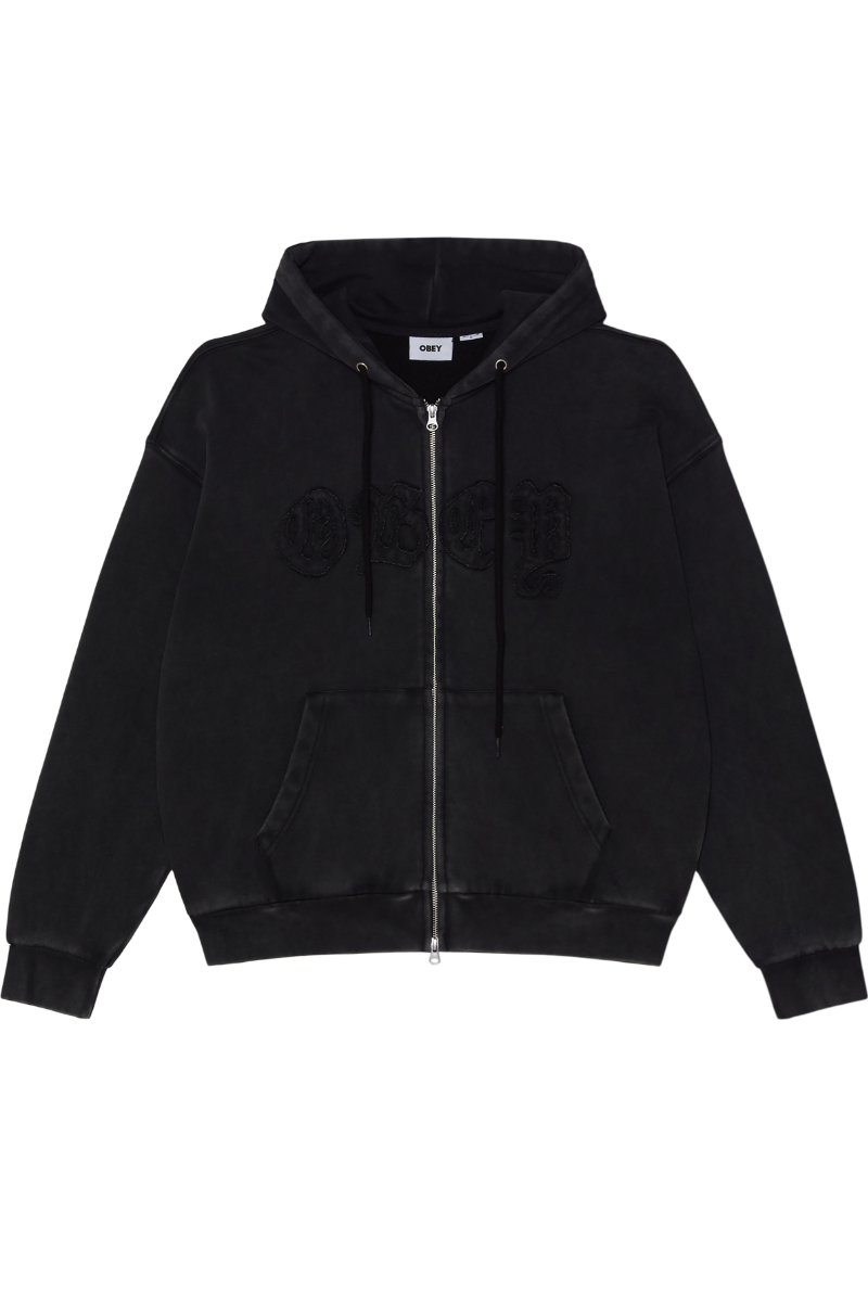 OBEY GOTHIC ZIP HOOD Dusty Black Limo