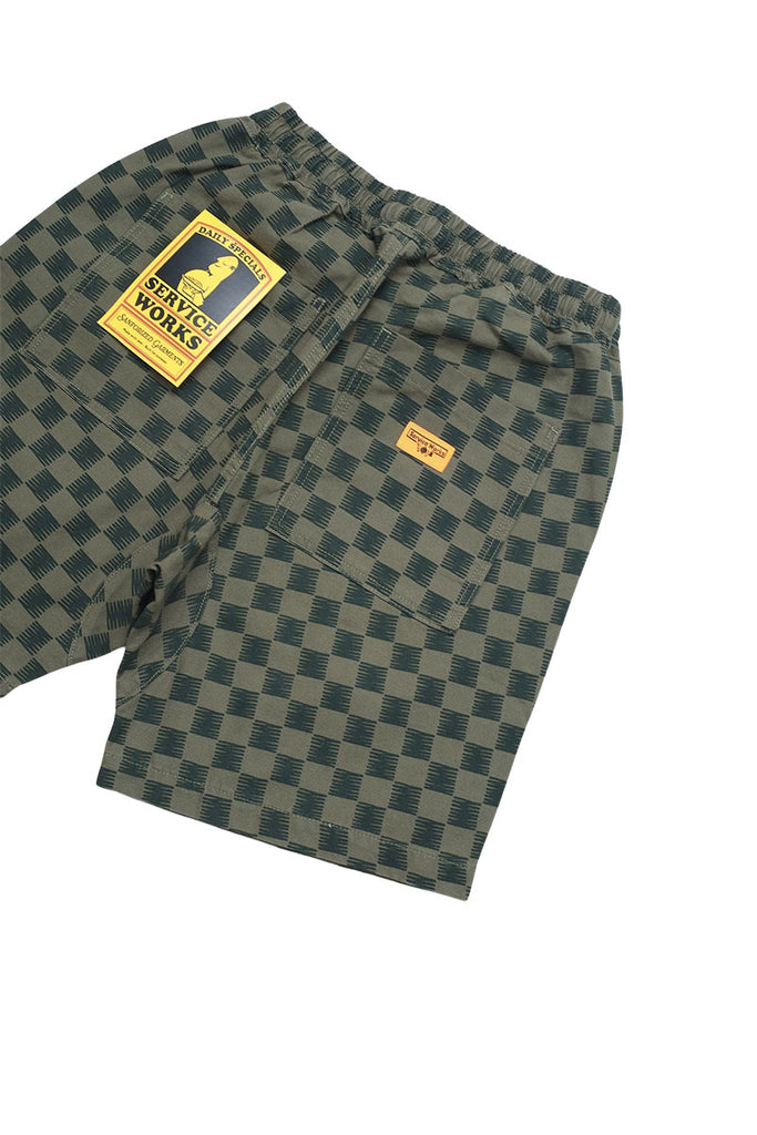 SERVICE WORKS RIPSTOP CHEF SHORTS Green Checker