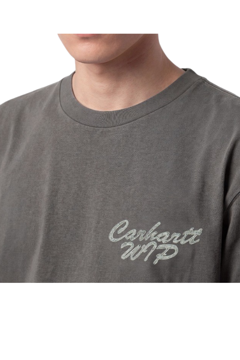 CARHARTT WIP HATCHING SCRIPT T-SHIRT Black Garment Dyed