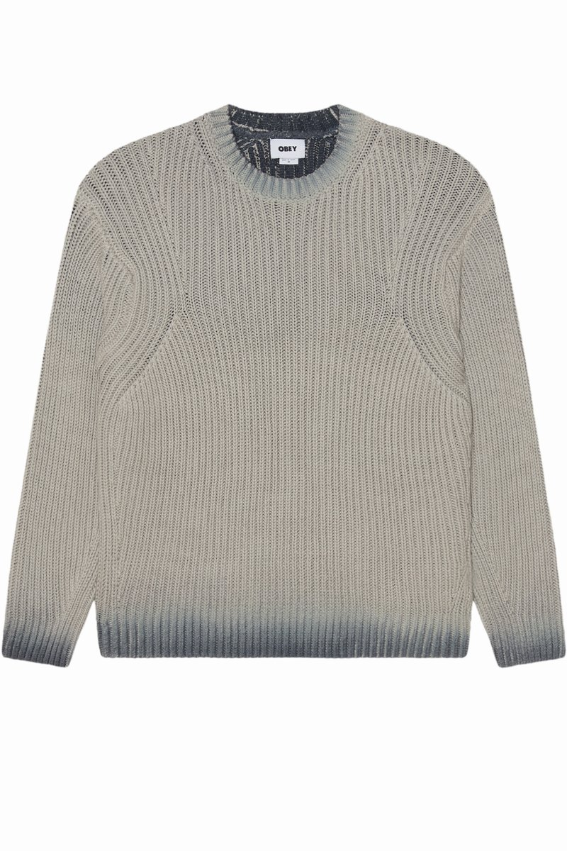 Obey Ian Faded Wash Sweater Grey Faded Wash