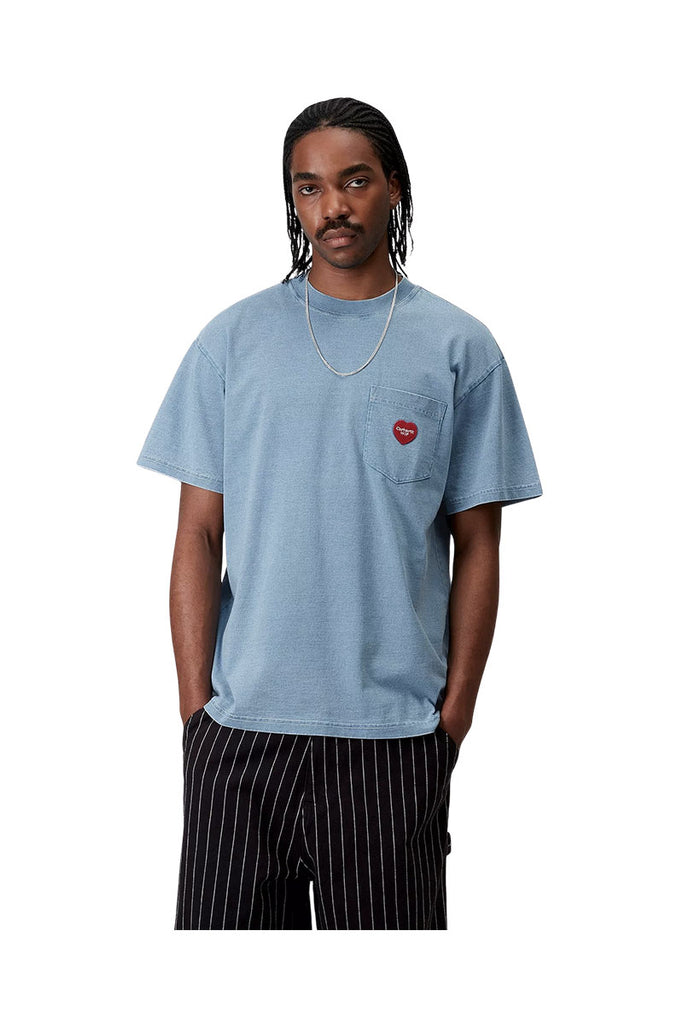 CARHARTT WIP INGO POCKET T-SHIRT Light Blue Garment Dyed