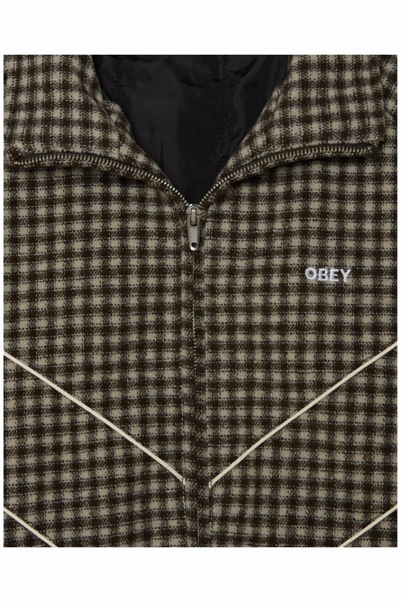 Obey Leisure Training Jacket Abbey Stone Plaid – view 3
