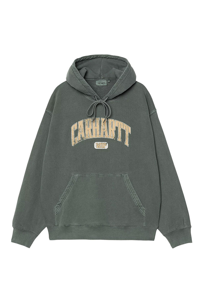 CARHARTT WIP HOODED LIBRARY SWEAT Conifer Garment Dyed