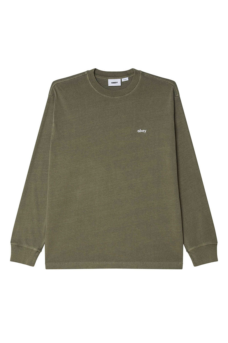 OBEY LOWERCASE TEE L/S Pigment Deep Lichen Green
