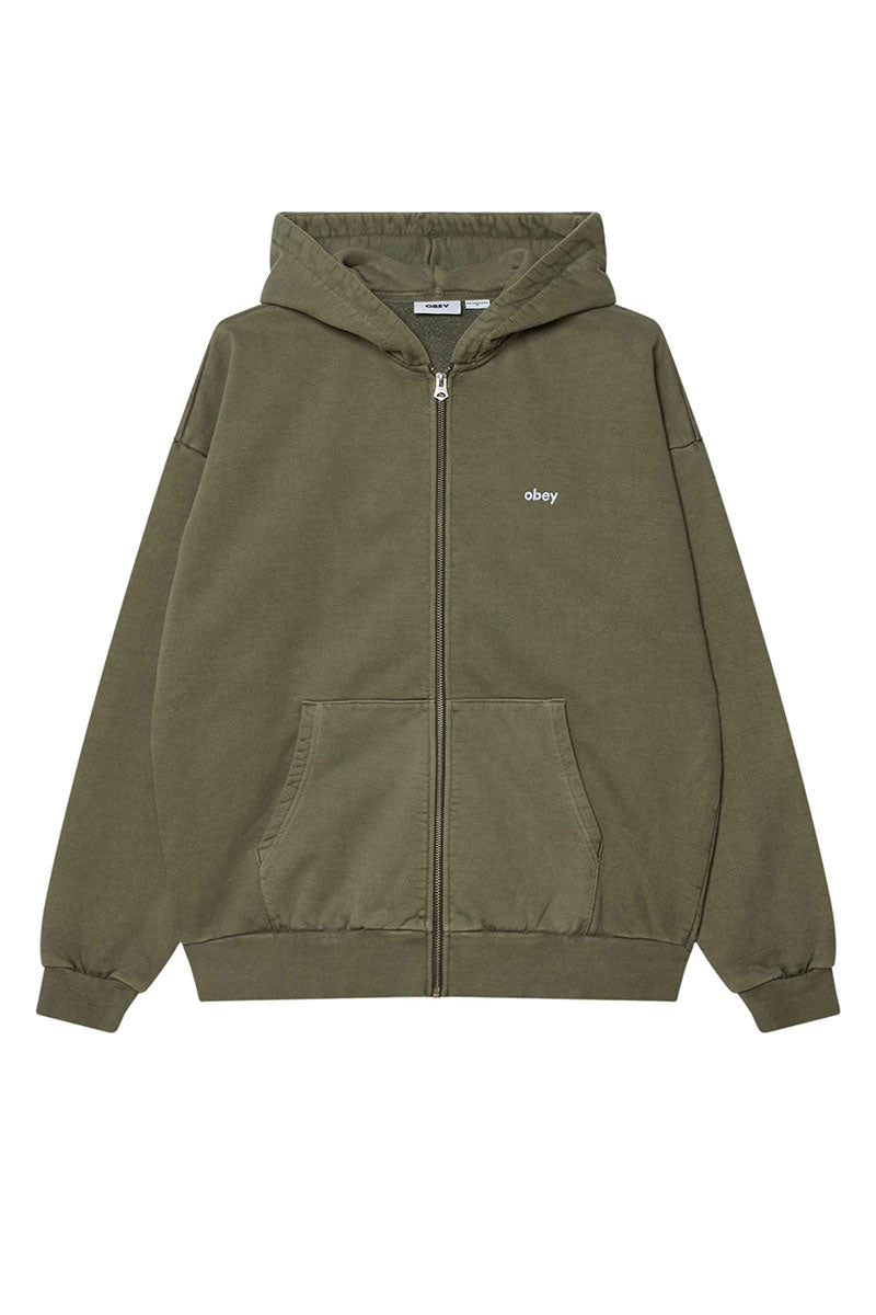 OBEY LOWERCASE ZIP HOODIE Pigment Deep Lichen Green
