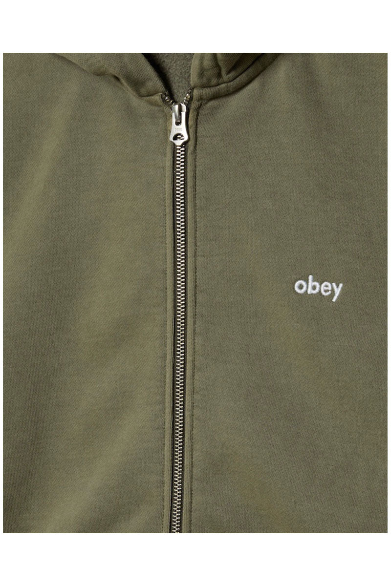 OBEY LOWERCASE ZIP HOODIE Pigment Deep Lichen Green
