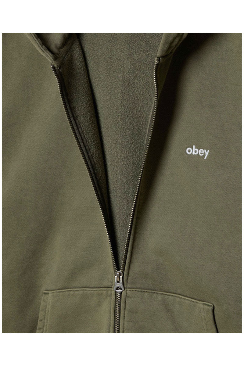 OBEY LOWERCASE ZIP HOODIE Pigment Deep Lichen Green