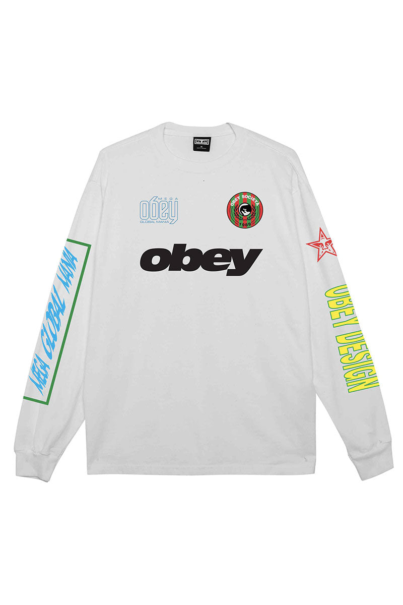 OBEY MEGA GLOBAL MANIA L/S T-SHIRT Pigment Vintage White