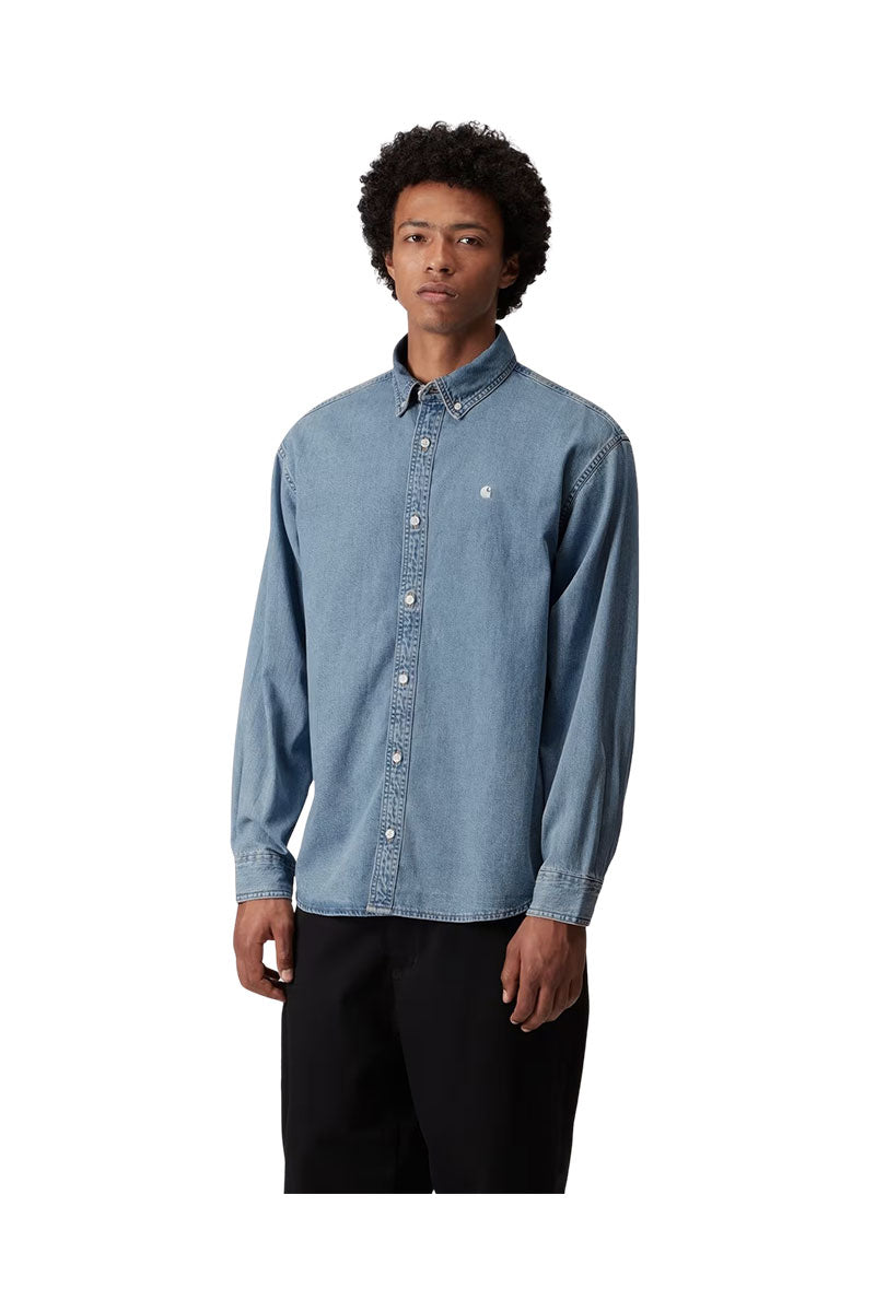 CARHARTT WIP L/S LUCAS SHIRT Blue Bleached