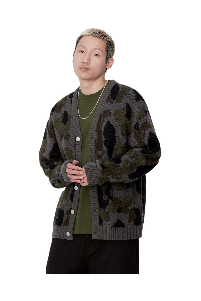 CARHARTT WIP MERTON CARDIGAN Camo Duck Jacquard Grey